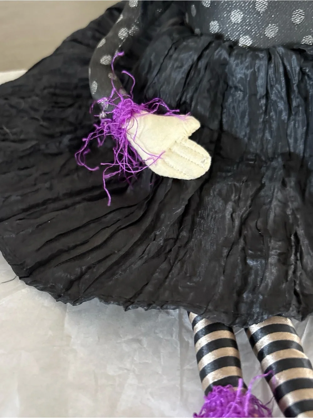 Large 22” WITCH Doll, Fabric, Halloween Decor, Sculpted Face